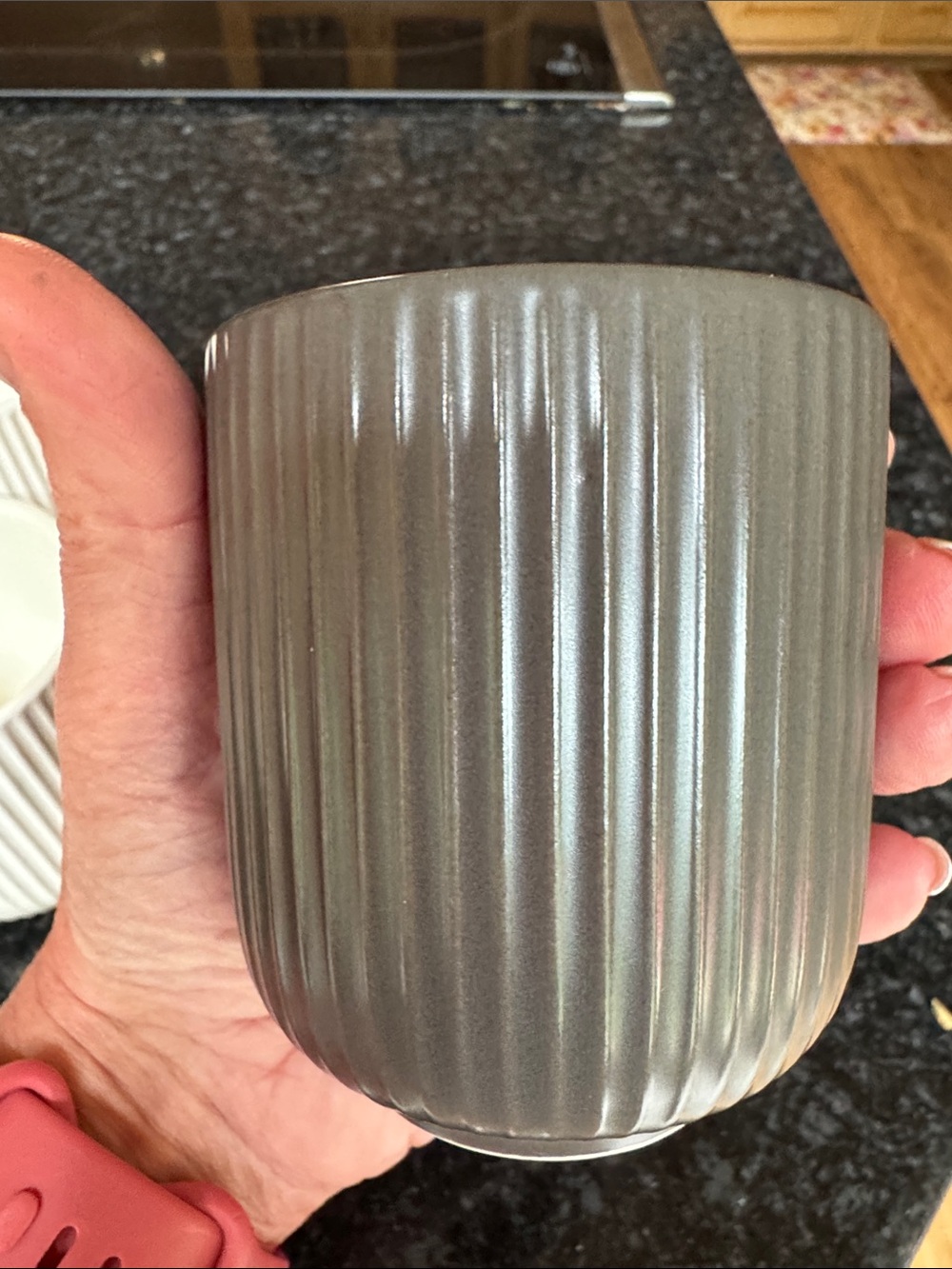 NORWEX Ribbed Ceramic Tumbler Set - 2 White, 2 Sage & 1 Gray - Picture 5 of 6